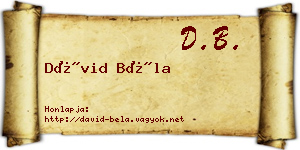 Dávid Béla névjegykártya