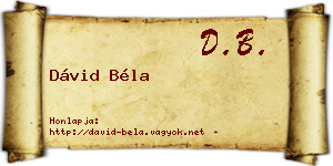 Dávid Béla névjegykártya